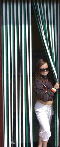 Türvorhang, Lamellenform, beständig gegen Tiere, Fliegen, Grün / Weiß