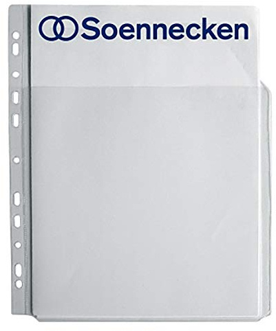 Soennecken combi brochure cover DIN A4, open at the top, 11-hole perforation, indelible, 0.18 mm, polypropylene, transparent, grained, 5 pieces/pack.