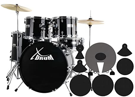 XDrum Semi 20 Studio Batería Midnight Black - 20 BD, 10 TT, 12 TT, 14 FT, 14 SD - Set incl. amortiguadores - Negro