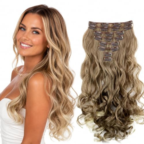 CAISHA XL 45cm 8 Piece Set CLIP IN EXTENSIONS Hair Extension Hairpiece Flooring Blonde Brown Mix CES11-1