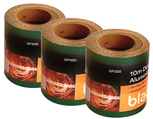 Garden Mile 3 rollos de alta resistencia SURTIDO abrasivo 115mm x 10m óxido de aluminio Esmeril Papel Papel lija fine 120g Medio 80g Grueso 60g OSCURO I. y pintores Acabado Papel de lija