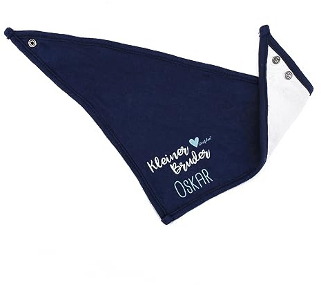 Striefchen® Dunkelblaues Dreieckstuch - Kleiner Bruder/Großer Bruder - mit Namensaufdruck