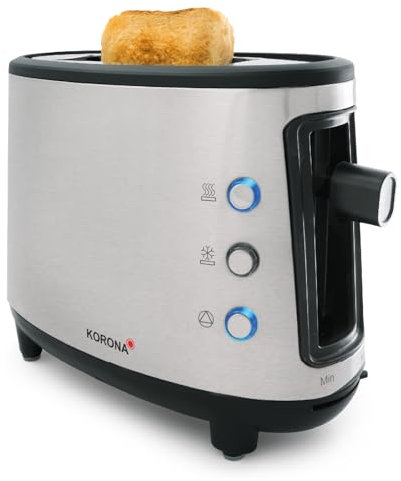 Korona 21304 Single-Toaster | Ein-Scheiben-Toaster | Hochwertiges Edelstahlgehäuse | Brötchenaufsatz | Krümelschublade | 550 Watt | Stufenlose Temperatureinstellung
