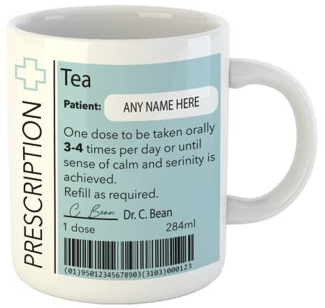 Funny Prescription Mug, Personalised Prescription Mug, Doctor Surgery, Customisable Tea or Coffee Mug, Gift for Colleagues, Sick Friends and More.