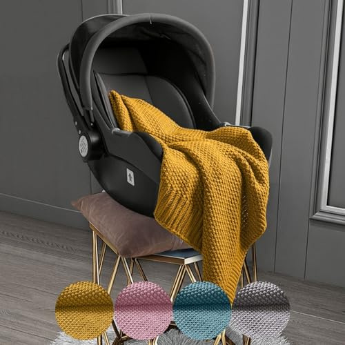 wometo Manta de punto oekoTex con aspecto de lana – amarillo 70 x 100 cm para niños y niñas