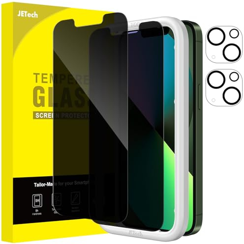 JETech Sichtschutz Schutzfolie für iPhone 13 mini, 2+2 Stück | Anti-Spy Blickschutz Gehärtetes Glas Schutzfolie, mit Kameraschutz, Einfache Installationshilfe