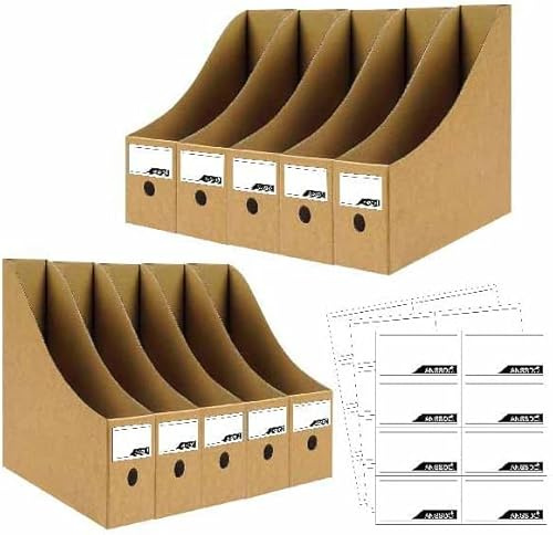 ANSSDO 24 Pack Brown Cardboard Magazine Holder Bulk Kraft Magazine File Holder Magazine Organizer, Magazine Storage Box, Large Volume Magazine File Organizer as Book Bins or Folder Holder for Desk
