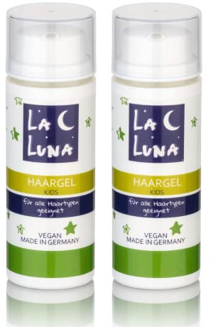 Haargel für Kinder,Kids Styling Haar|vegan|natürlicher Duft|Made in Germany|ohne Parabene|Mädchen Jungen|nicht klebend| wasserlöslich|Hair Pflege Kleinkind Kinderhaar Stylen,LA LUNA®50ml (2x50ml)