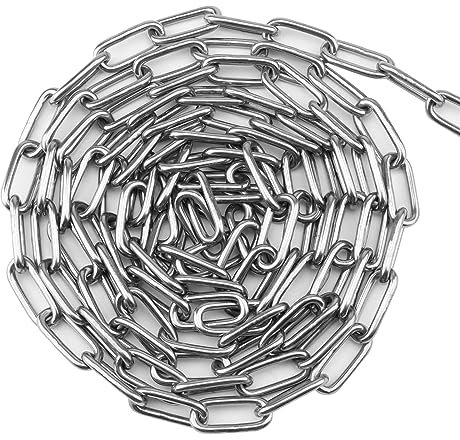 NAMYEUT 1 Stück Edelstahlkette,4mm x 3m Geschweißte Kettenglieder Rostfreier Stahl Kette Edelstahlkette kurzgliedrig für DIY, Hundekette, Schwenkkette, Trocknen der Wäschekette