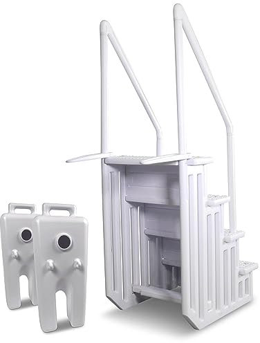 Schwimmbadleiter Easy Entry Synthetic für Einbaubecken - Gre EPE30-4-stufige Kunststoffleiter in Weiß - Ideal für versenkte Pools - 92 x 80 x 206 cm (Treppe + Gewichte)