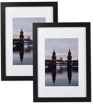 LYYYYX Lot de 2 cadres photo A3 29,7 x 42 cm, avec passe-partout, noirs, collage, décoration murale, poster, verre acrylique