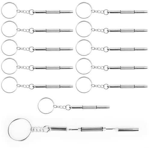 12 portachiavi cacciavite per occhiali 3 in 1 cacciavite chiave in acciaio cacciavite per occhiali cacciavite per occhiali kit di riparazione con portachiavi cacciavite portatile utensili manuali