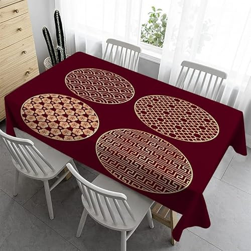 Gartentischdecke Eckig 140x140 cm - Boho Abwaschbare Tischdecke Biertisch Abwaschbar Tischdecke Gartentisch Wetterfest für Geburtstag Party Garten Draußen - Geometrisch