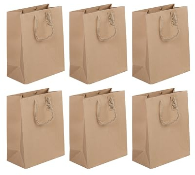 Eurowrap 28800-0Cpack - Un lot de 6 Sacs Cadeaux Kraft - Format Pocket - 17x6x22cm - 210g - Emballage Cadeau Kraft, Emballage, Idéal pour : Livre De Poche, Petits Cadeaux, Parfum, Alimentaire