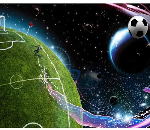 murando - Vlies Fototapete Kinderzimmer 350x256cm Foto tapete Schlafzimmer Wohnzimmer Vliestapete XXL Wandtapete Motivtapeten 3d Effekt Wand Dekoration - Kindertapete Fußball Erde Planeten Sportplatz