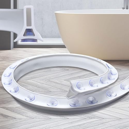 shower seal strip Foldable Shower Barrier, Silicone Folding Shower Door Seal, Anti Overflow Shower Threshold, Self Adhesive Water Dam Retention System Sealing for Bathtub Corners, 100cm (39 inch)