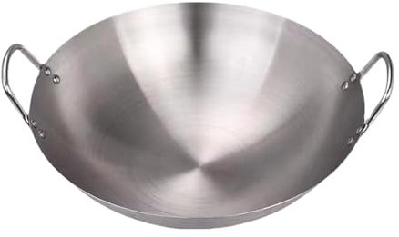 SiaBiced Wok de Acero Inoxidable con Fondo Redondo - Sartén Ligera para Saltear y Freír Alimentos, Cocina como un Chef - 38CM