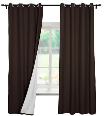 Thermal Insulated Blackout Curtains for Bedroom Patio Sliding Glass Door Brown 84W x 96L Solid Color 1 Panel