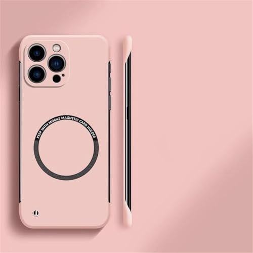 HTXONB Custodia per telefono magnetica senza cornice ultra sottile e rigida in PC per iPhone 16 15 14 13 12 11 Pro Max 16 15 14 Plus 13 12 Mini antiurto, rosa, per iPhone 15 Pro Max