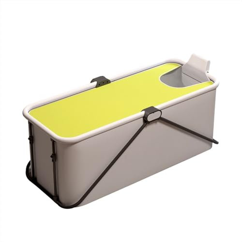 RASPIO Baignoire Portable pour Adultes, Grand tonneau de trempage autoportant épais, Rangement Facile et Gain de Place, Grand tonneau de trempage autoportant épais(Yellow,120 * 53 * 50cm)