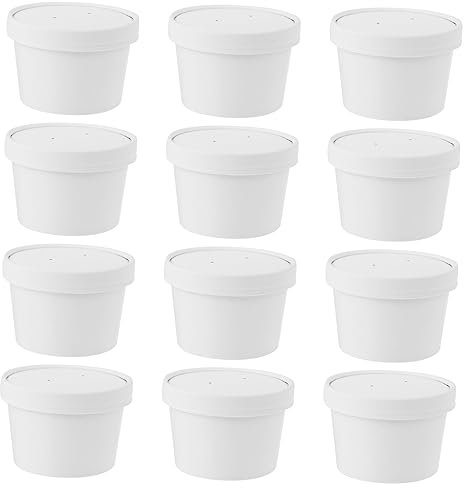 Baluue Bicchieri e Coperchi Di Carta Per Gelato 8 Oz Set Da 25 Pezzi Con Coperchio Ermetico Usa e Getta Per Negozi Di Tè Al Latte Fast Food e Vetrine Dei Gelati