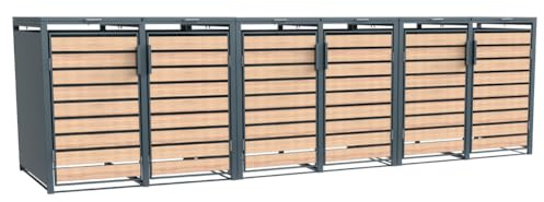 WESTMANN Metall Mülltonnenbox Lacina 6x240 L Anthrazit mit Gasdruckfedern