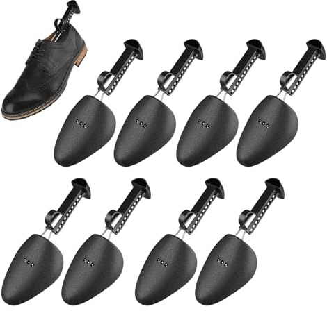 Bssowe 4 Paia Tendiscarpe Regolabili, Tendiscarpe In Plastica, Albero Di Scarpe Da Uomo, Unisex Tendiscarpe Plastica Regolabile, Alberi Di Scarpe, Lunghezza Regolabile, Taglia 34-39(Nero) (39-46)