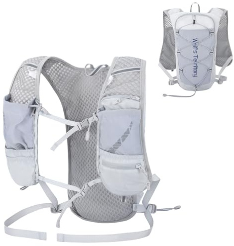 Azarxis 5 l drickryggsäck, ultralätt löparryggsäck, trailrunningsryggsäck, löpväst för löpning, jogging, maraton (grå, en storlek)