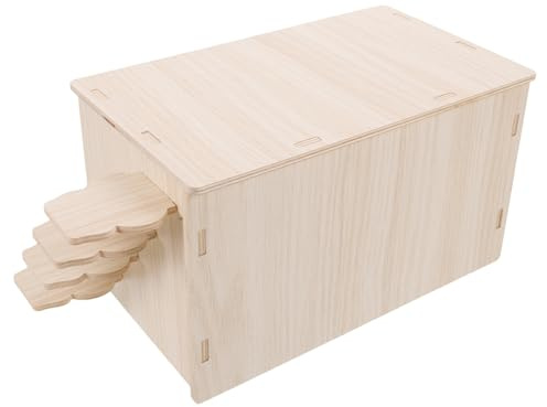 Kisangel Maison Cachette Bois Massif pour Petits Animaux Refuge Rustique Bois Stable Et Sûr pour Hamster Cochon Et Rongeurs Cabane Simple pour Cage avec Design Décoratif