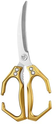 Jlobnyiun Ciseaux de Cuisine,2 en 1 Ciseaux de Cuisine avec Casse-Noix | Multifonction Acier Inoxydable Robustes pour Préparation Poisson Crevettes Barbecue