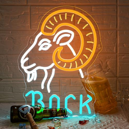 NOXET Bier Neon Schild Beer Neon Sign Bar Led Schild für Wand Dekor Brief Neonlicht Schriftzug Ziege Bier Neon Light für Bar,Club,Restaurant,Taverne Partys Dekoration