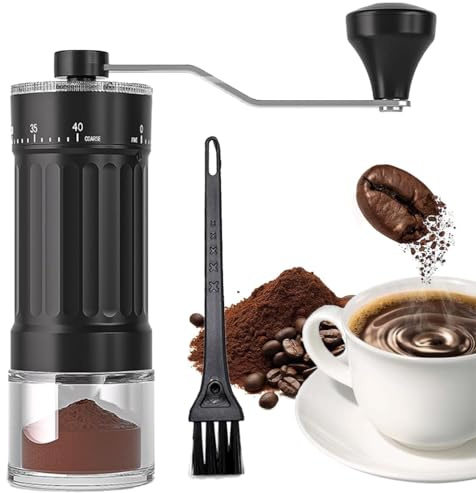 Portable Hand Coffee Bean Mil, 40-Grade Adjustable Settings, Mini Manual Coffee Grinder with 20-30g Capacity, Conical Burr Coffee Grinder with Crank for Travel, Camping, Office, Espresso