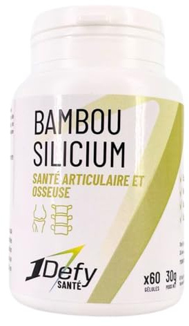 1Defy - Bambou Silicium - Santé articulaire et osseuse - Expertise pharmaceutique - Enveloppe gélatine animale - 60 gélules