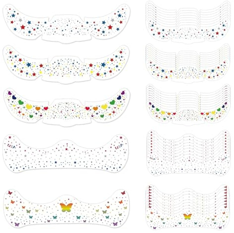 40 Stück Glitzer Sommersprossen Tattoo, Bunte Glitzer Freckles Tattoo, Wasserfeste Gesichtstattoo Aufkleber, Geeignet für Konzerte, Karneval und Partys