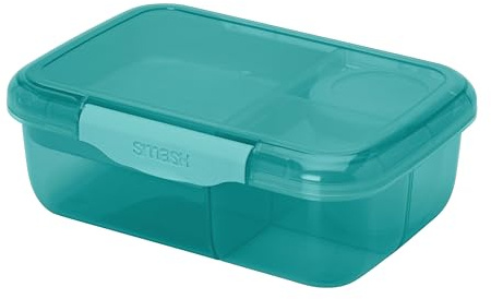 Smash 1.6L Bento Lunch Box with Tray & Leakproof Snack Pot | 3 Compartment Food Storage Container | School, Work & Travel, Green