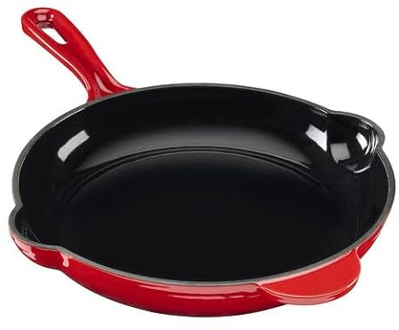 Cooks Professional 26cm Cast Iron Frying Pan | Round Heavy-Duty Skillet Cooking Pan with Enamel Interior | Oven Safe to 260°C, Induction & All Hob Compatible | PFAS, PFOA & PTFE-Free | Red