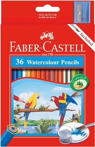 Faber Castell PARROT DESIGN WATER COLOUR PENCILS 36 IN A CARDBOARD BOX, ASSORTED, 114466