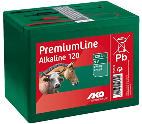 AKO Fencing Batterie alcaline 9 V 120 Ah alcaline Alimentation pour appareils de clôture électrique Tension constante Longue durée de Vie