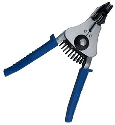 Electraline 59217 Pinza Spella-Cavi Spelafili Elettrici con Sistema Automatico, Blu/Argento