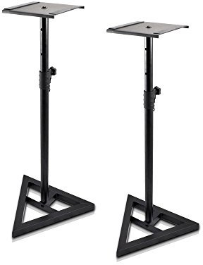 Pyle Universal Speaker Stands, Adjustable Height 66–132 cm, Heavy-Duty Surround Sound Floor Stands, Bookshelf Speaker Mount, Stable Base, Supports up to 41 kg