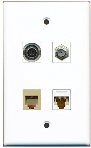 RiteAV Koaxialkabel, 1 Port, 1 Port, 1 RJ11, RJ12, 1 Anschluss, 3,5 mm, 1 Port, Cat6 Ethernet, Weiß
