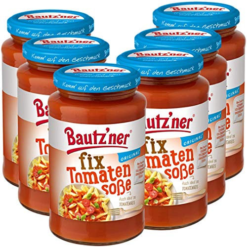 Bautz'ner Fix Tomatensoße – 400 ml Glas – Fruchtige Tomatensauce, mild gewürzt – Vegan, glutenfrei, laktosefrei – Ohne Geschmacksverstärker – Fertigsoße für Nudeln, Jagdwurst & schnelle Küche