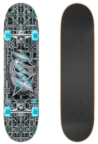 Xootz Kids Skateboard, Double Kick Trick Skate Board with Maple Deck, for Boys & Girls, Multiple Designs, 31 inch