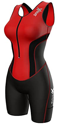 Sparx Women Triathlon Suit Tri Short Racing Cycling Swim Run (Large, Red)