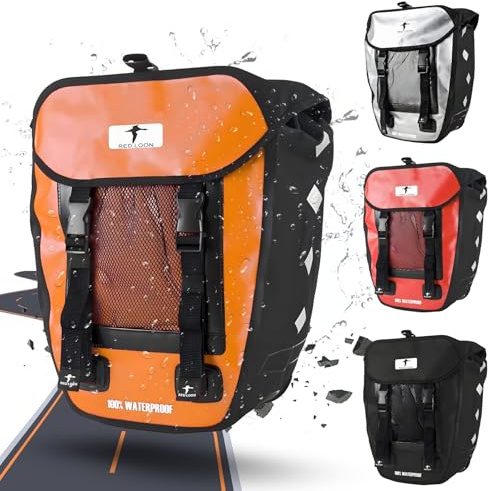 Red Loon 1 x robuste Fahrradtasche aus LKW-Plane – wasserdichte Packtasche für Gepäckträger in Orange
