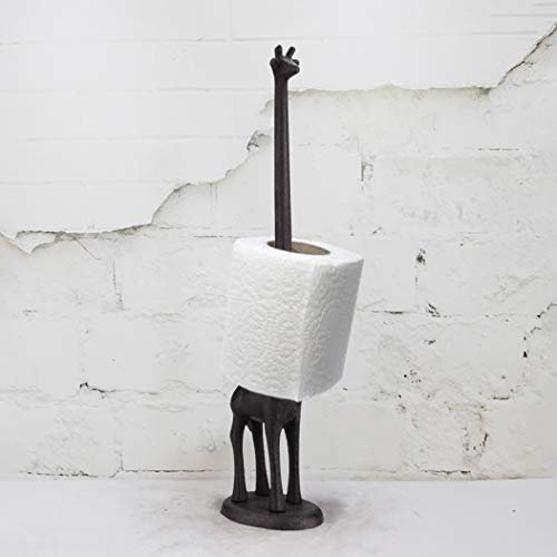 HomeZone Black Long Neck Giraffe Toilet Roll Holder Free Standing Bathroom Toilet Tissue Paper Rolls Holder Animal Toilet Roll Storage for Kitchen Living Room Home Office Toilet Decor Accessories