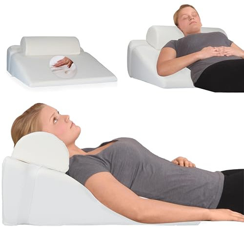 Orthopädisches PU- & Viscoschaum Reflux Keilkissen Made in Europe | Ergonomisch & druckentlastend | Mit abnehmbarer Nackenrolle | Waschbarer Aloe Vera Bezug | Ideal bei Schnarchen & Rückenschmerzen