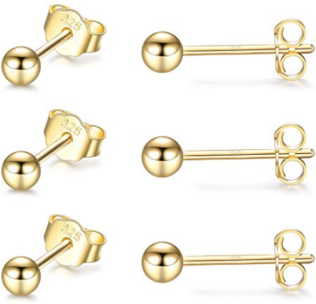CERSLIMO Ohrstecker Gold Set Ohrringe 14K Vergoldet Rund Zirkonia Ball Creolen Rosegold Schmuck Geschke für Damen Mädchen Frauen Männer