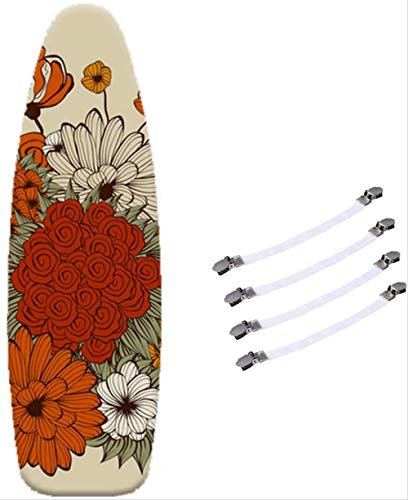 wj1 Bügelbrettbezug, Einstellbare Bügelbrettbezug, extra groß Bügelbrettbezug, 100% Baumwolle, 4mm Verdickte Filzpolsterung, Mit 4 Clips, 145 x 55 cm, XL