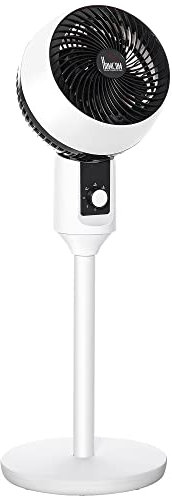 HOMCOM 9'' Air Circulator Fan 3 Speed, 70° Oscillation 90° Vertical Tilt, Carry Handle, Standing Fan, Pedestal Fan for Living Room, Bedroom, Office, White and Black